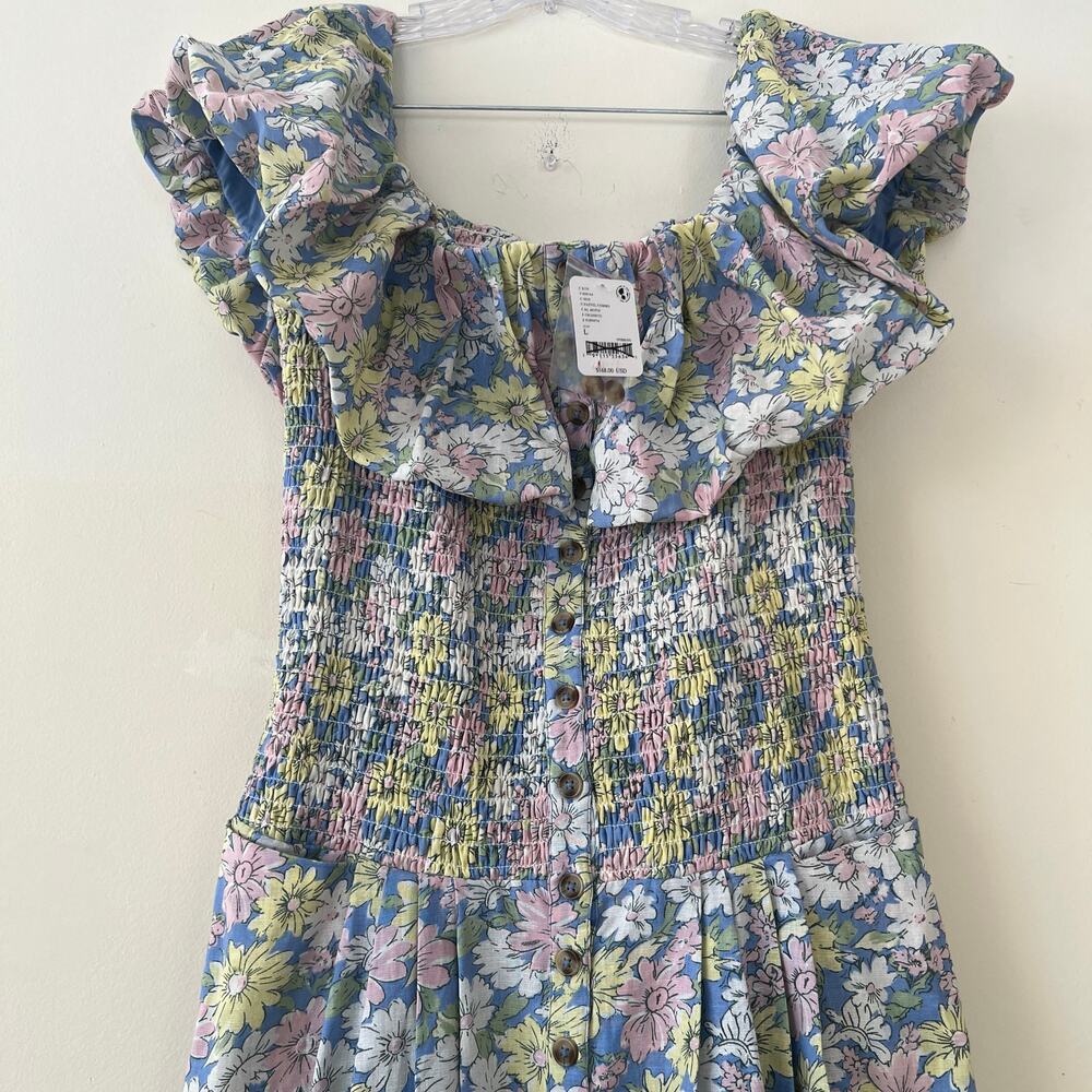 Free People Women's Lewis Maxi Dress Pastel Combo Multicolor Size L NWT - Picture 7 of 10